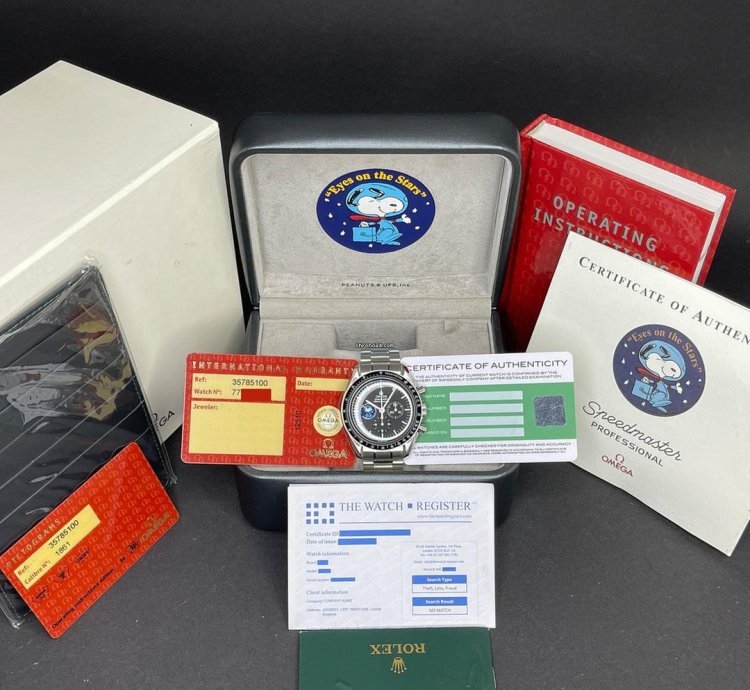 Omega 42mm 2000 1y Warranty Fullset Ref 3578 51 00 Snoopy Moonwatch Steel Black Dial Serviced