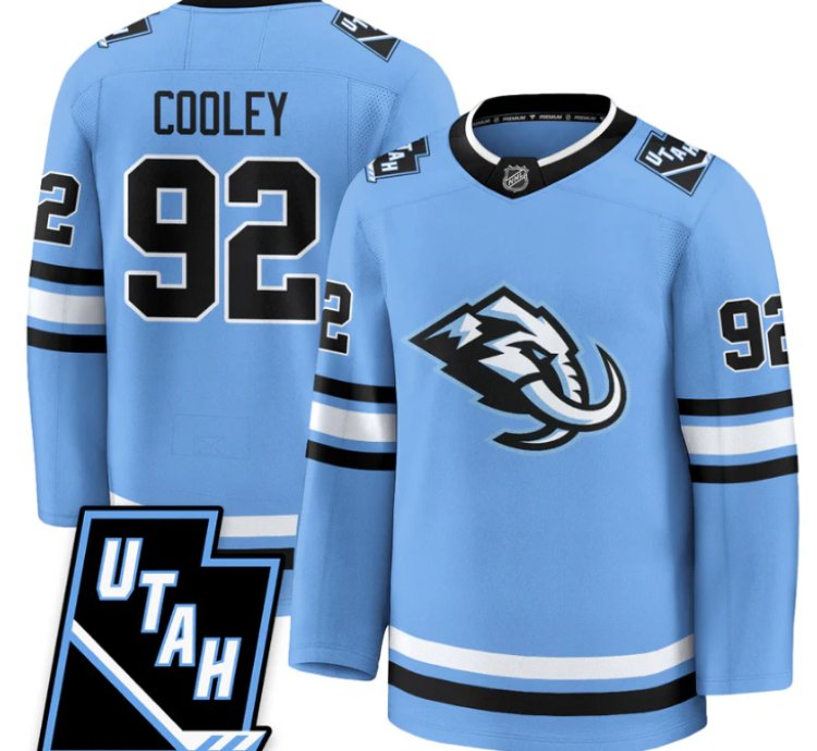 Logan Cooley Jersey 92 Utah Hockey Mammoth 2025 Limited All Stitched Blue