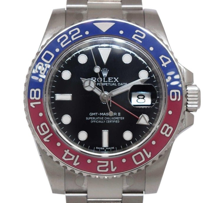 Rolex Gmt-master Ii Nos Rolex Gmt-master Ii 18k White Gold Ceramic Pepsi Watch 116719