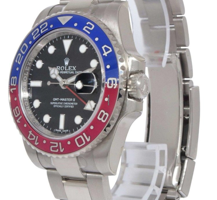 Rolex Gmt-master Ii Nos Rolex Gmt-master Ii 18k White Gold Ceramic Pepsi Watch 116719