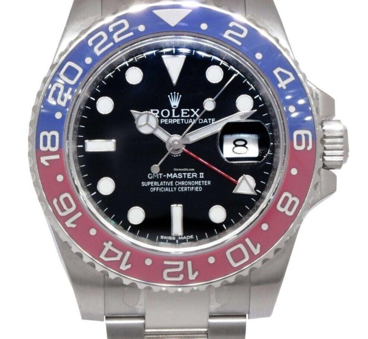 Rolex Gmt-master Ii Nos Rolex Gmt-master Ii 18k White Gold Ceramic Pepsi Watch 116719
