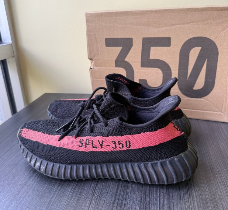 Adidas Yeezy Boost 350 V2 Core Black Red Mens Sneakers Us 13