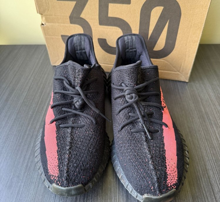 Adidas Yeezy Boost 350 V2 Core Black Red Mens Sneakers Us 13