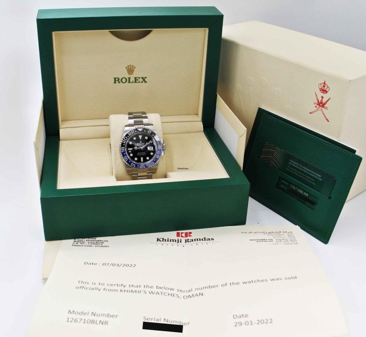 Rolex Gmt-master Ii Oman Ref 126710 Blnr Box Paper Full Set New Partial Stickers Year 2022