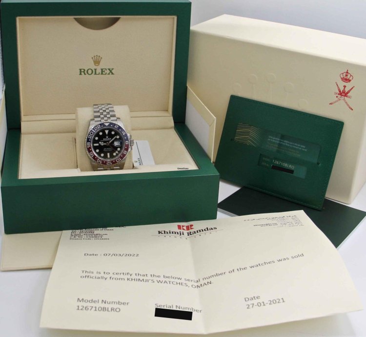 Rolex Gmt-master Ii Oman Ref 126710 Blro Box Paper Full Set New Full Stickers Year 2021