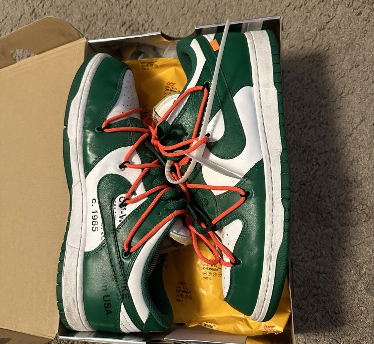 Pine Green Off-white Nike Low Top Dunks Size 10 5