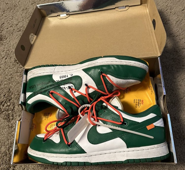 Pine Green Off-white Nike Low Top Dunks Size 10 5