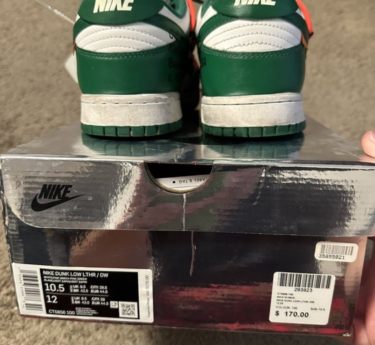 Pine Green Off-white Nike Low Top Dunks Size 10 5