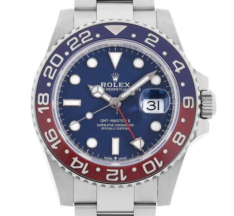 Rolex Gmt-master Ii Pepsi Bezel Blue Dial 18k White Gold