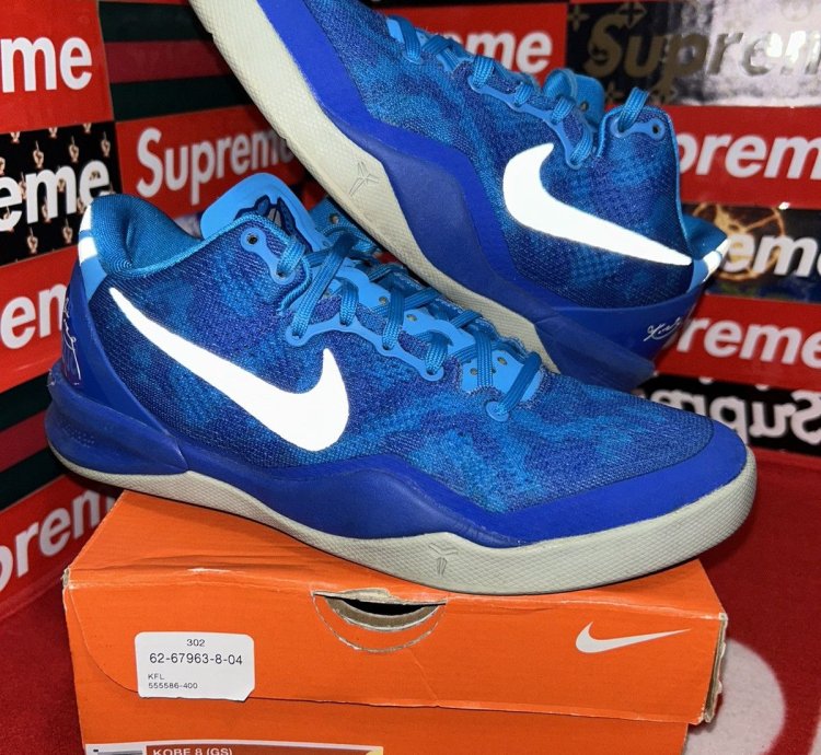 Nike Kobe 8 Blue Coral Snake Gs 555586-400 Size 5 5y