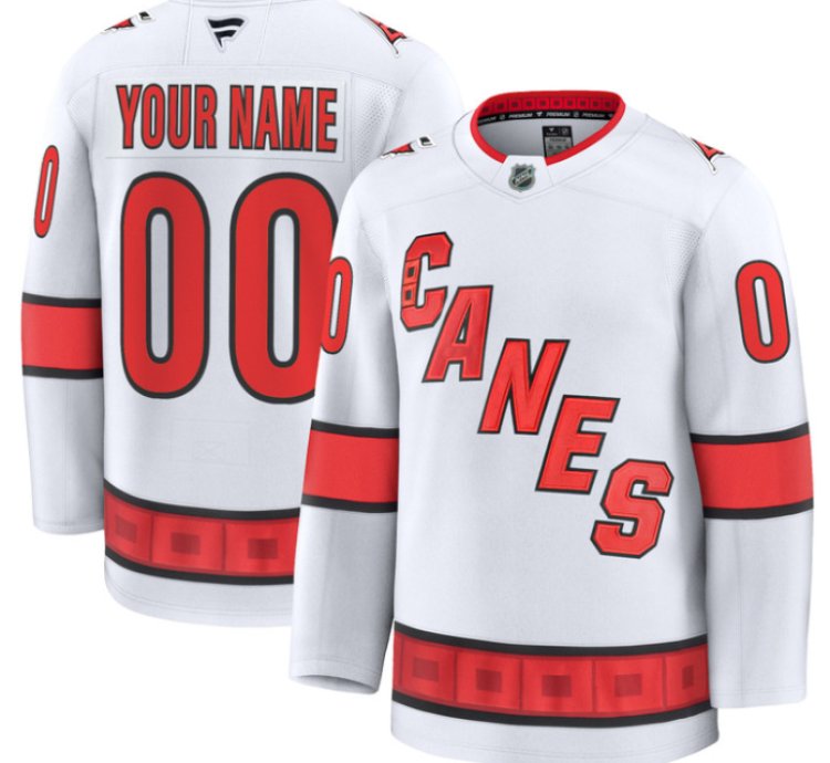 Custom Carolina Hurricanes Jersey Name And Number Premium All Stitched White
