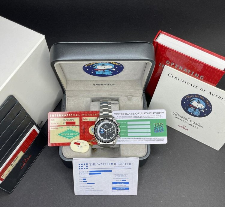 Omega 42mm 2003 1y Warranty Fullset Ref 3578 51 00 Snoopy Moonwatch Steel Black Dial Serviced