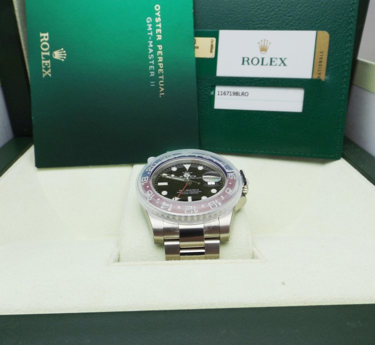 Rolex Gmt-master Ii Ref 116719blro White Gold 2016 Nos Full Stickers Full Set