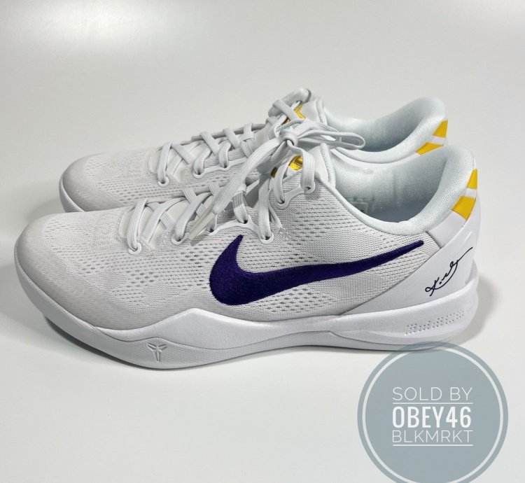 Nike Kobe 8 Protro Lakers Home White Court Purple 9 5