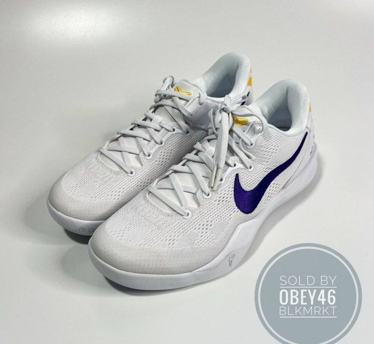 Nike Kobe 8 Protro Lakers Home White Court Purple 9 5