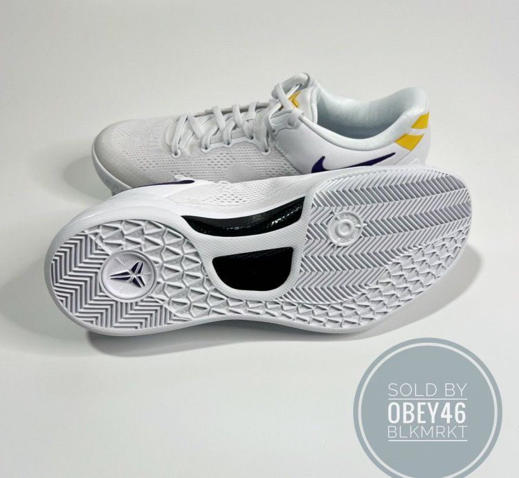 Nike Kobe 8 Protro Lakers Home White Court Purple 9 5