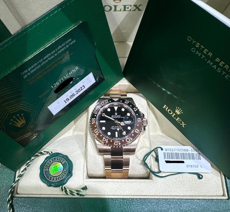 Rolex Gmt-master Ii Root Beer 18k Rose Gold 126715chnr