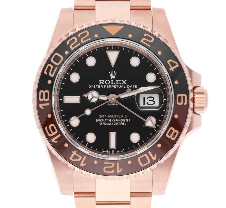Rolex Gmt-master Ii Rootbeer 40mm Oyster 126715chnr Rose Gold Watch Black Dial 2024