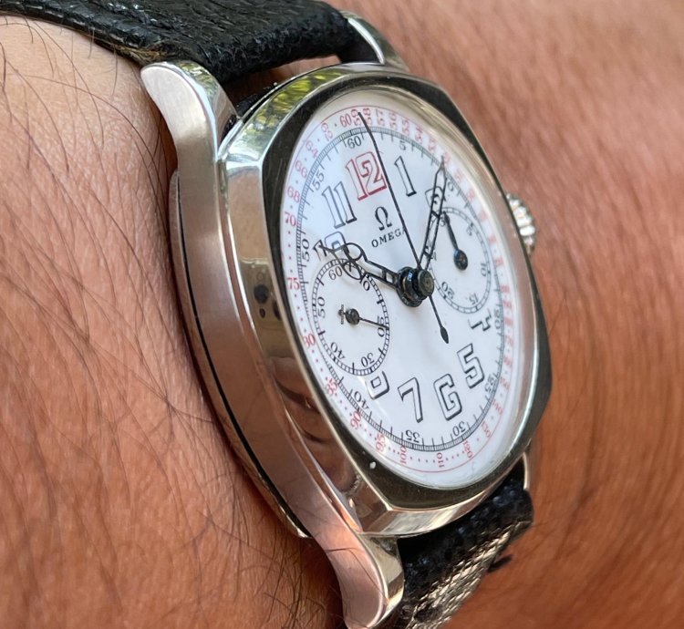Omega Classic 1930s Single Pusher Chronograph Ref Ck 808 Enamel Dial