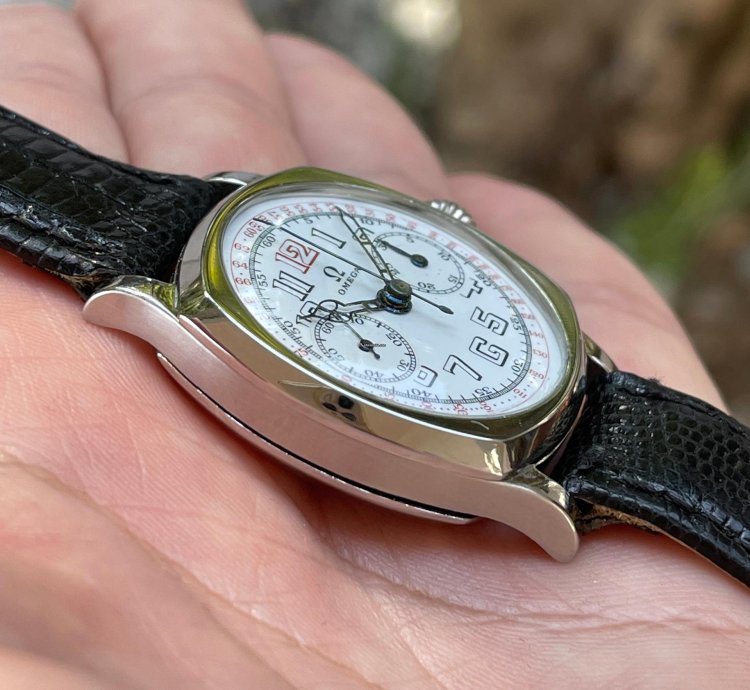 Omega Classic 1930s Single Pusher Chronograph Ref Ck 808 Enamel Dial