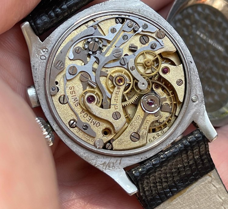 Omega Classic 1930s Single Pusher Chronograph Ref Ck 808 Enamel Dial