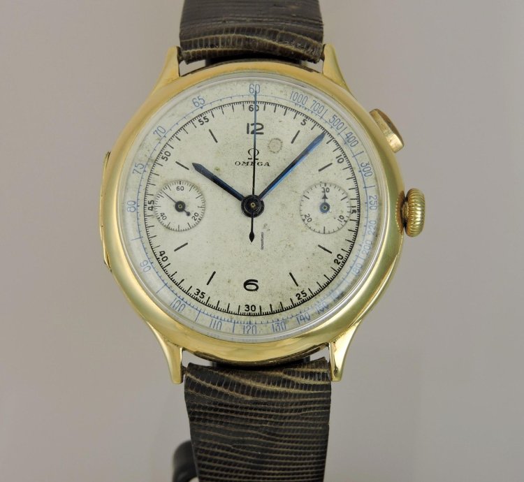 Omega Classic Cal 33 3 18k Oversized Monopusher Chronograph - Monopulsante Monopoussoir