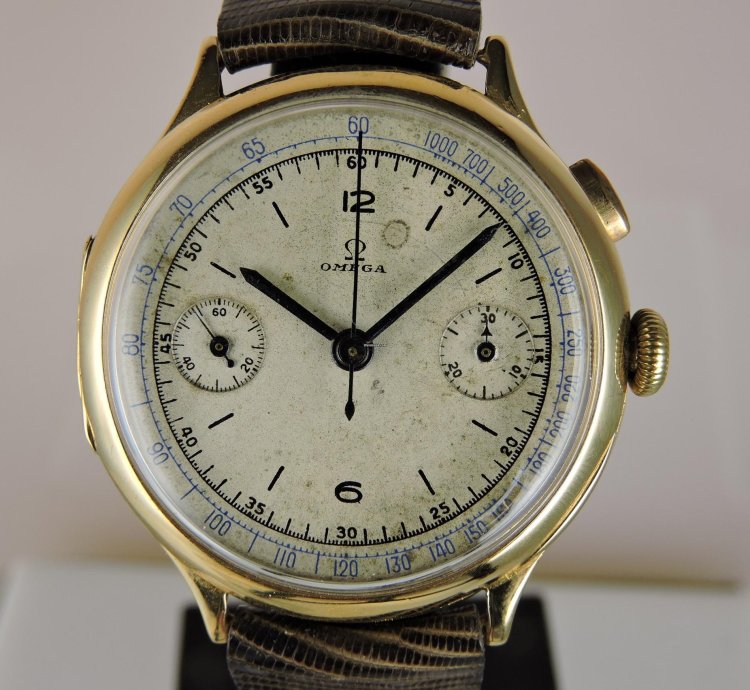 Omega Classic Cal 33 3 18k Oversized Monopusher Chronograph - Monopulsante Monopoussoir