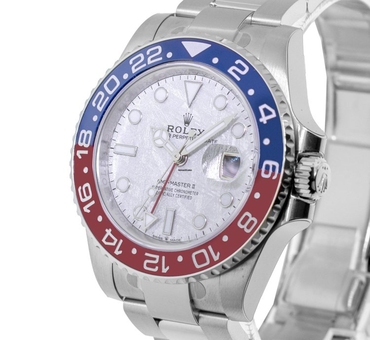 Rolex Gmt-master Ii Superman 40mm White Gold Meteorite Dial Red Blue Bezel 126719blro