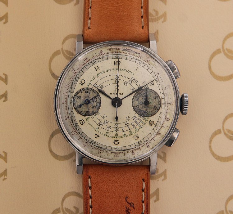 Omega Classic Vintage Chronograph Cal 33 3 With Rare Pulsometric Scale From 1942 With Extract Omega