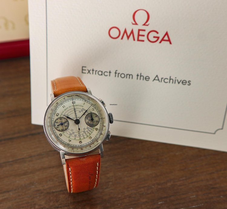 Omega Classic Vintage Chronograph Cal 33 3 With Rare Pulsometric Scale From 1942 With Extract Omega