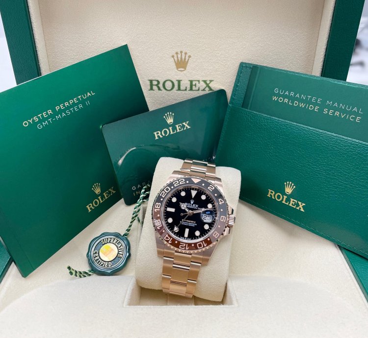 Rolex Gmt-master Ii Unworn Gmt-master Ii 126715chnr Rose Gold Rootbeer Oyster Bracelet 40mm