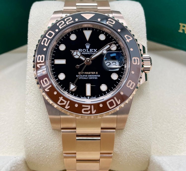 Rolex Gmt-master Ii Unworn Gmt-master Ii 126715chnr Rose Gold Rootbeer Oyster Bracelet 40mm