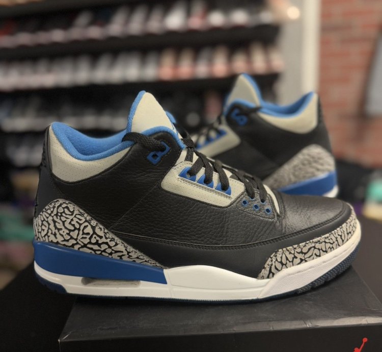 Size 12 - Air Jordan 3 Retro Sport Blue Black 2014 Rare