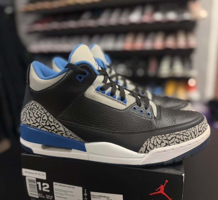 Size 12 - Air Jordan 3 Retro Sport Blue Black 2014 Rare