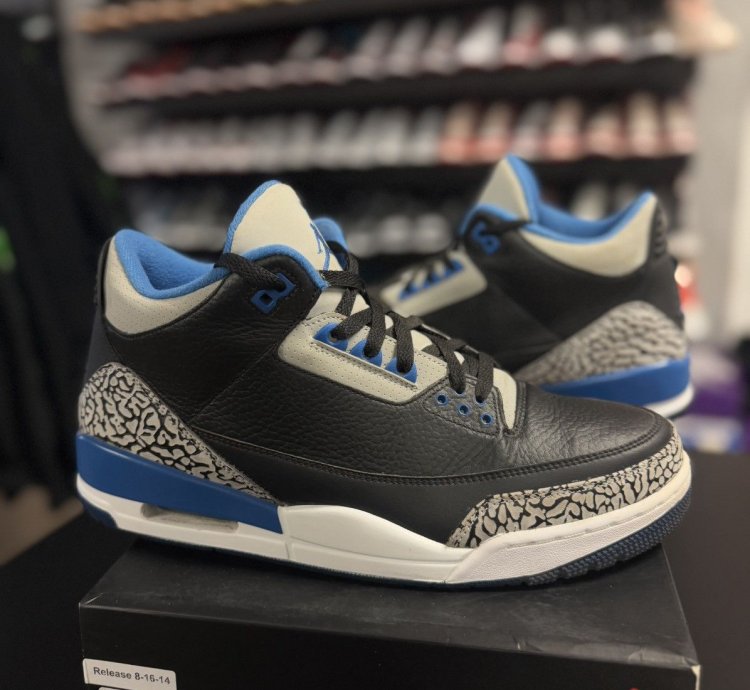 Size 12 - Air Jordan 3 Retro Sport Blue Black 2014 Rare