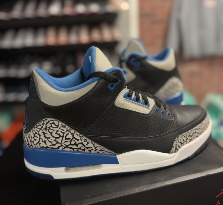 Size 12 - Air Jordan 3 Retro Sport Blue Black 2014 Rare