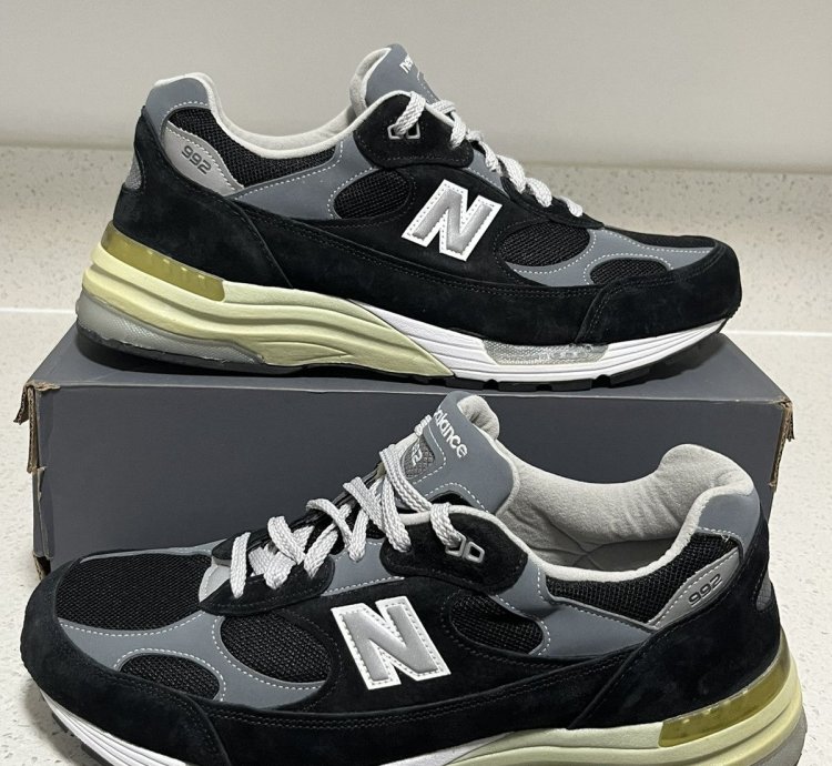 Size 12 2e - New Balance 992 Black Grey Made In Usa M992bk