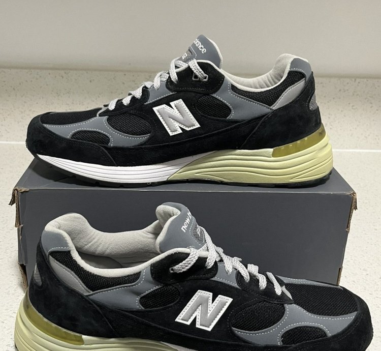 Size 12 2e - New Balance 992 Black Grey Made In Usa M992bk