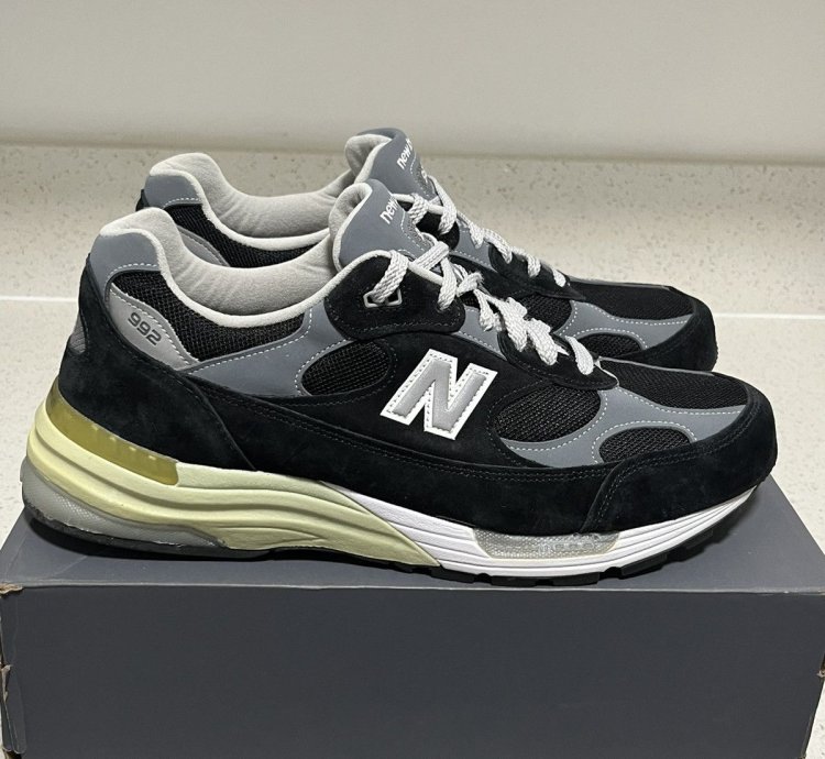 Size 12 2e - New Balance 992 Black Grey Made In Usa M992bk