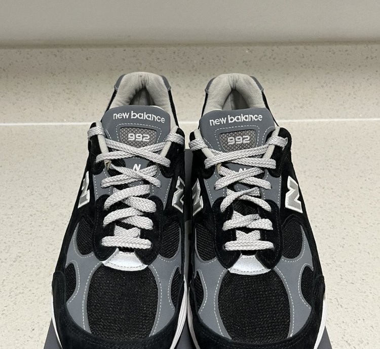 Size 12 2e - New Balance 992 Black Grey Made In Usa M992bk