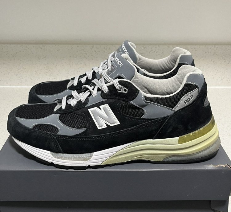 Size 12 2e - New Balance 992 Black Grey Made In Usa M992bk