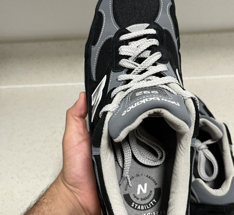 Size 12 2e - New Balance 992 Black Grey Made In Usa M992bk