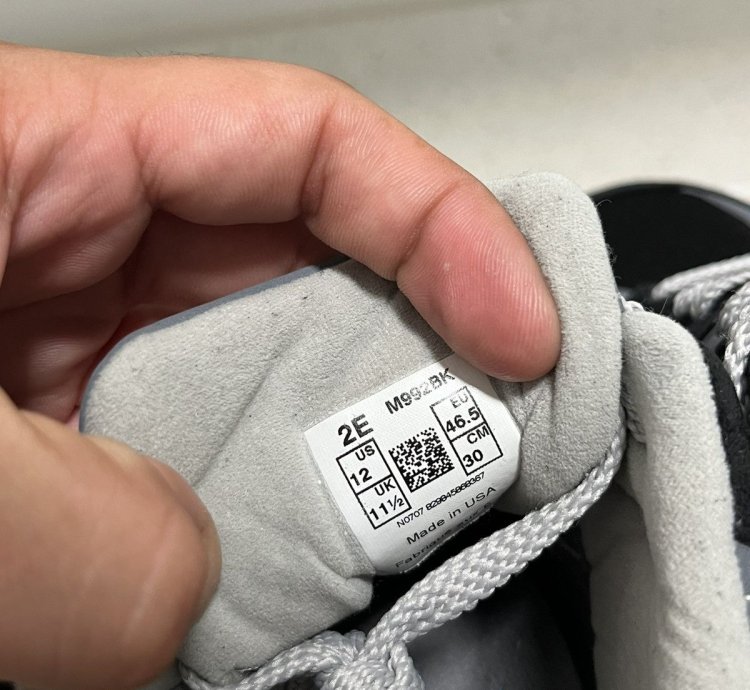 Size 12 2e - New Balance 992 Black Grey Made In Usa M992bk
