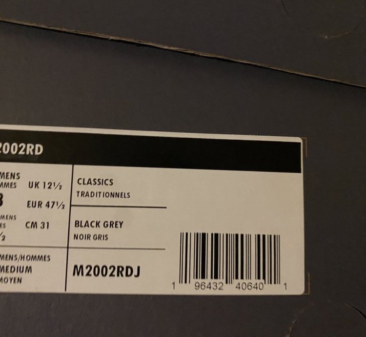 Size 13 New Balance 2002r Protection Pack Black Grey