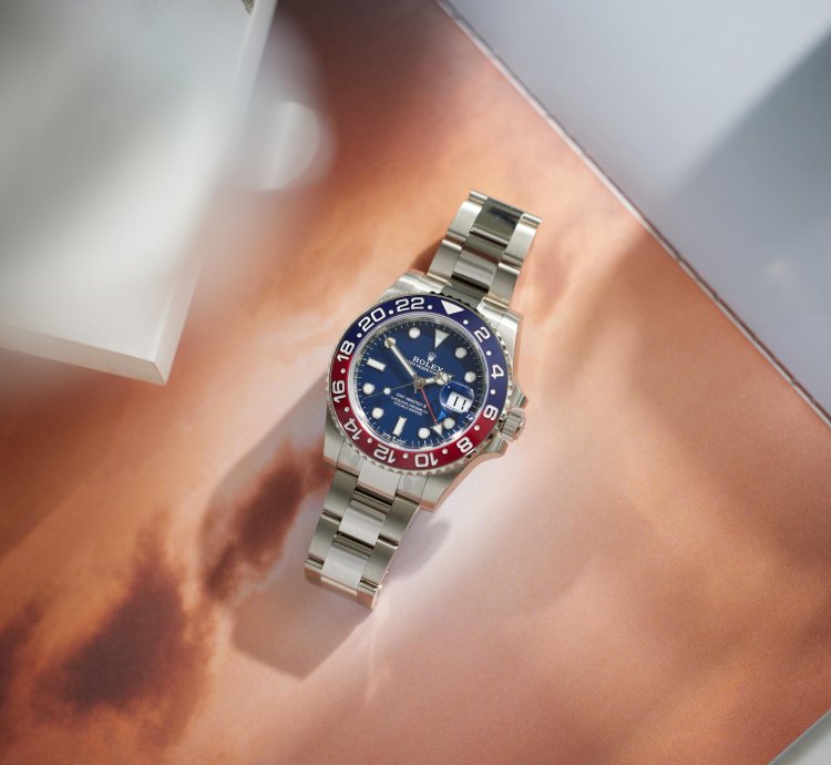 Rolex Gmt-master Ii White Gold Blue Dial Factory Stickers
