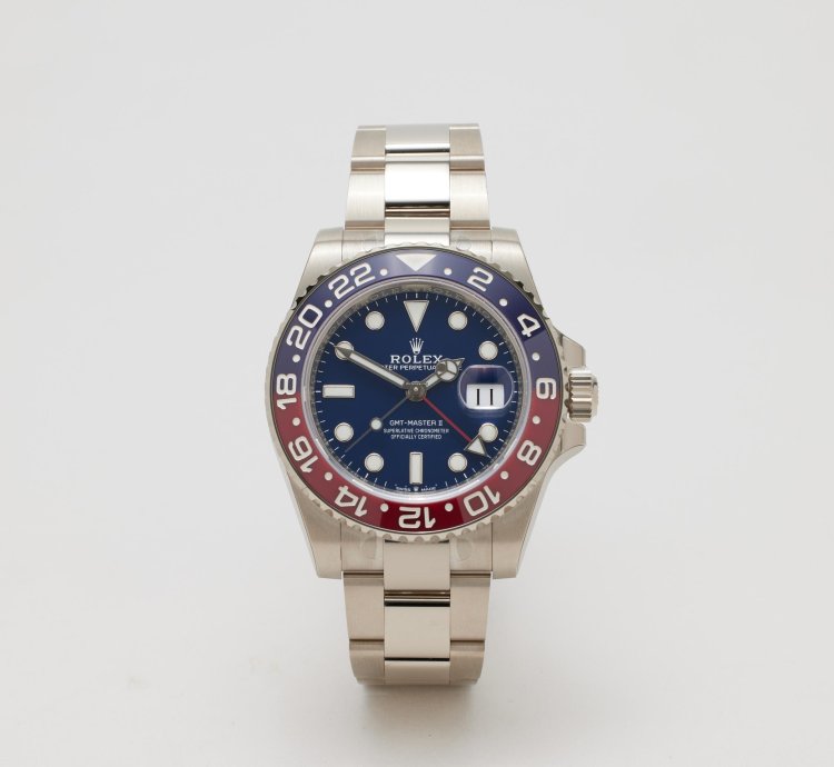 Rolex Gmt-master Ii White Gold Blue Dial Factory Stickers