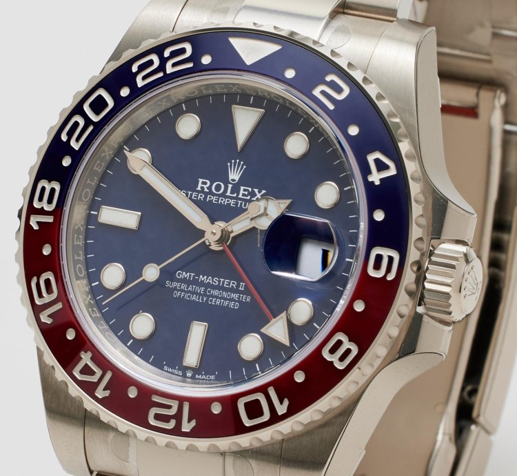 Rolex Gmt-master Ii White Gold Blue Dial Factory Stickers