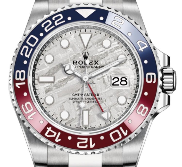 Rolex Gmt-master Ii White Gold Pepsi Meteorite Dial 126719blro Unworn 2023