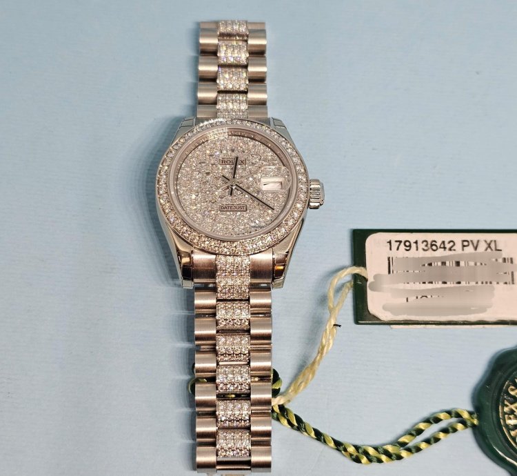 Rolex Lady-datejust 26 Platinum Full Iced Dial Bezel Diamond By Factory Full Set 100 Stickers