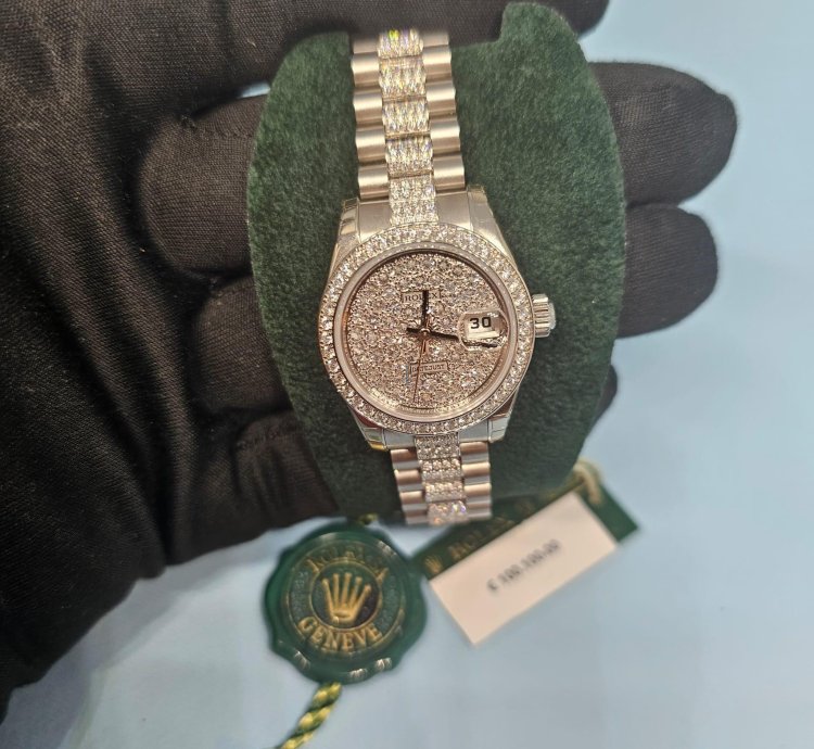 Rolex Lady-datejust 26 Platinum Full Iced Dial Bezel Diamond By Factory Full Set 100 Stickers